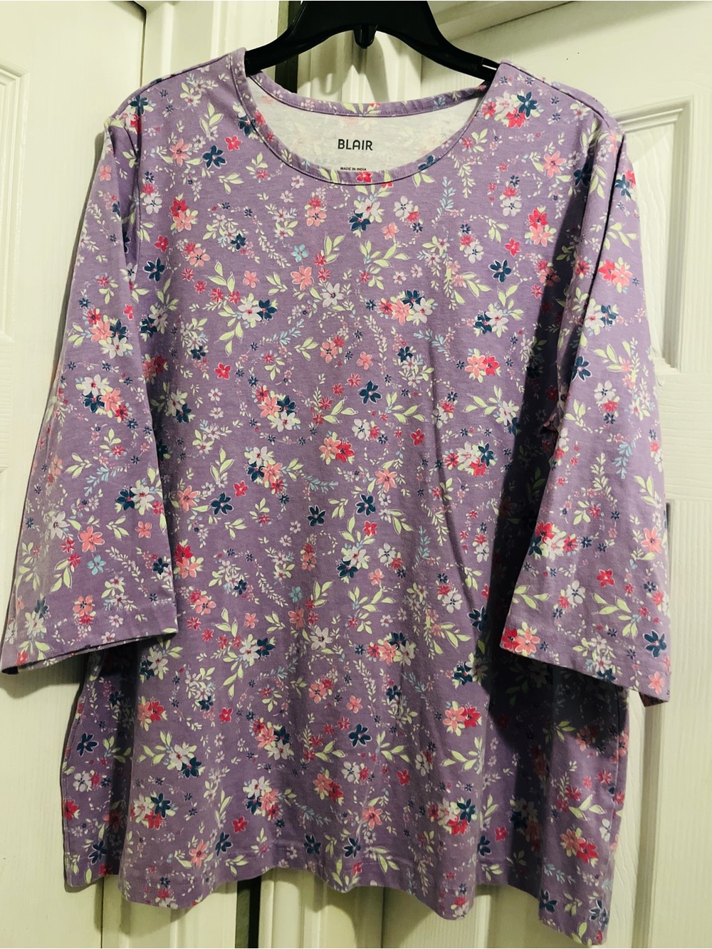 Blair Purple Floral Crewneck Long Sleeve Tee